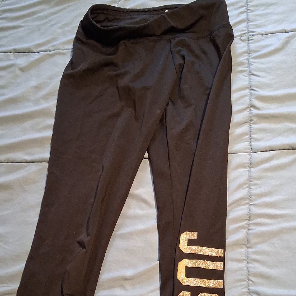 Justice Black Leggings with Gold Accents